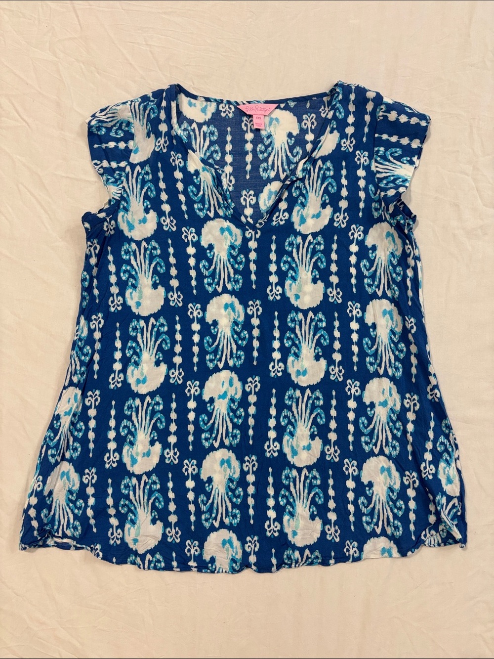 Lilly Pulitzer Shelley Top with Blue Jellyfish pattern